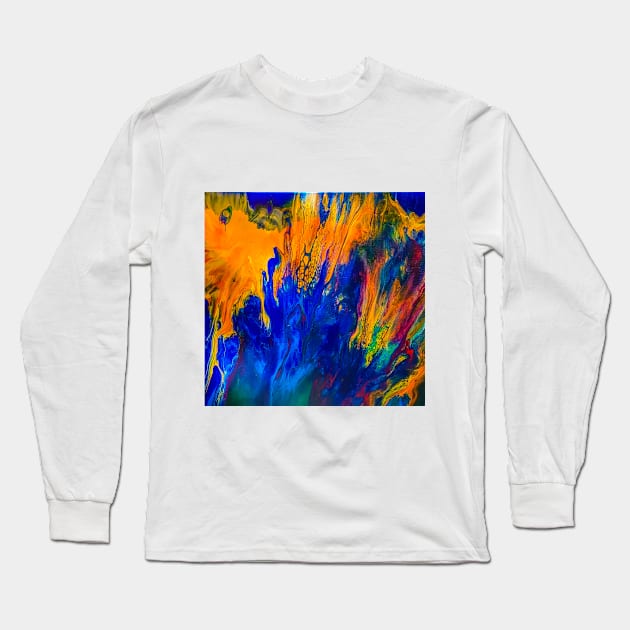 "Faded" acrylic pour painting Long Sleeve T-Shirt by AngelBabysArt